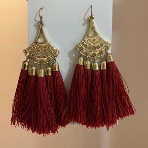 Red tassel earrings